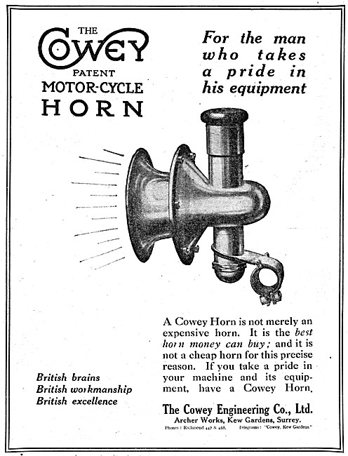 Cowey Patent Motor Cycle Horn                                    