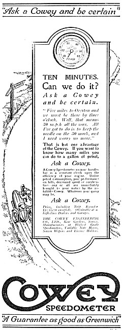Cowey Motor Cycle Instruments - 1924 Cowey Speedometer           