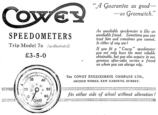 1925 Cowey Trip Model 7a Motor Cycle Speedometer                 