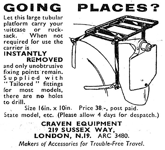 Craven Motorcycle Panniers & Luggage 1951 Designs                