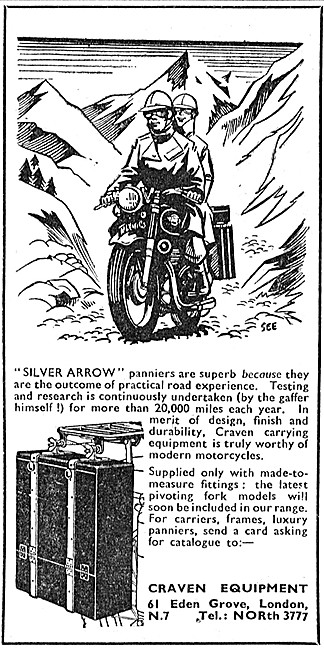1953 Craven Silver Arrow Motorcycle Panniers & Luggage Racks     