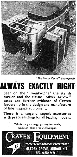 Craven Motorcycle Panniers & Luggage 1958 Pattern                