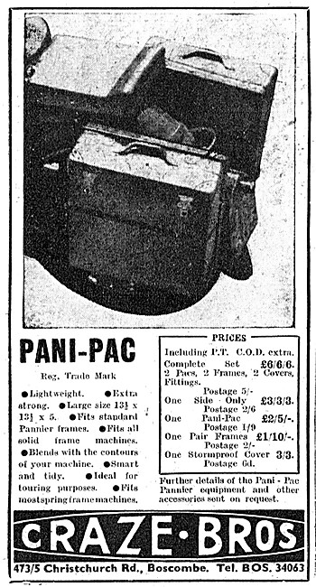 Craze Brothers pani-Pac Panniers                                 