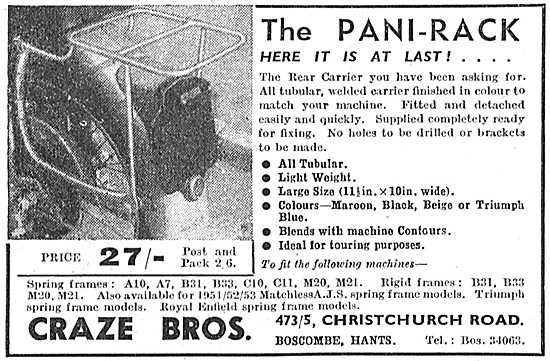 Craze Brothers Pani-Rack Panniers                                