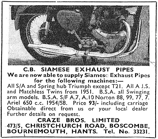 Craze Brothers Siamese Exhaust Pipes                             
