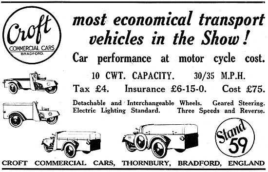 The Full Range Of Croft Commercial Three Wheelers 1931           