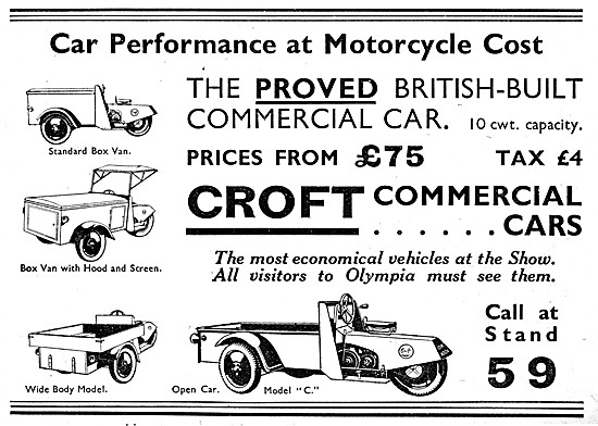 The Full Range Of Croft Commercial Three Wheelers 1931           
