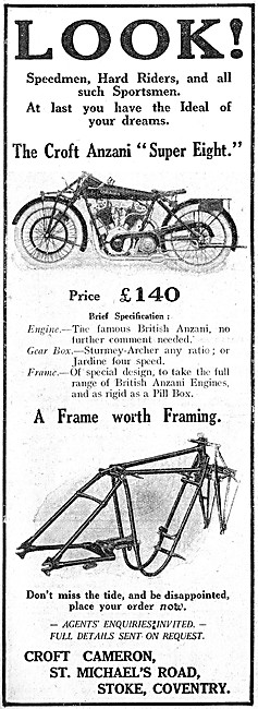 Croft Cameron Frames - 1923 Croft Anzani Super Eight Motor Cycle 