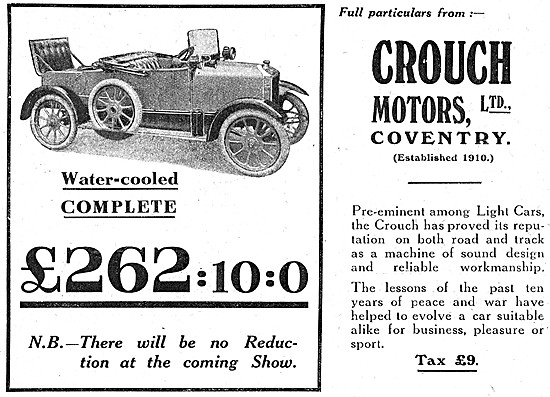 Crouch Light Cars 1921 Advert                                    