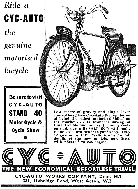 1938 Cyc-Auto  Motorised Bicycles - Cyc-Auto Mopeds              