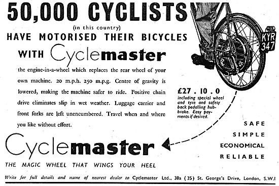 Cyclemaster Power-Assisted Bicycle Motor                         