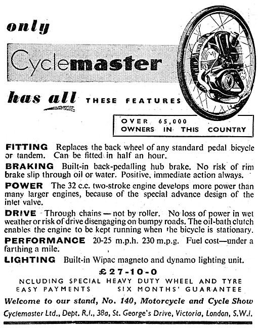 Cyclemaster Motor Wheel Cyclemotor 32 cc                         