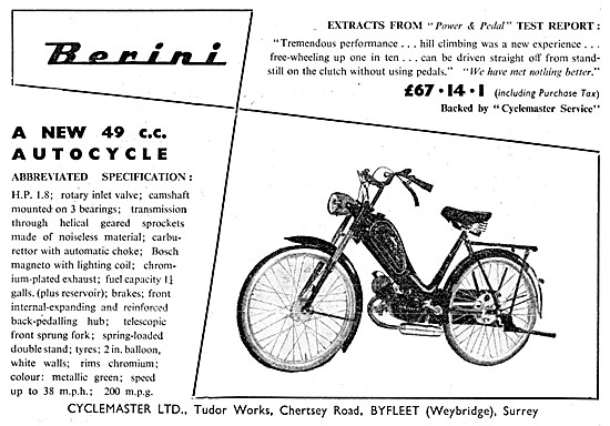 Cyclemaster Berini 49 cc Autocycle                               