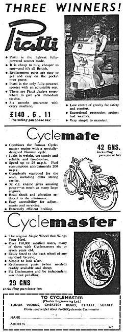 1958 Cyclemaster Cyclemotor - Cyclemate - Piatti Motor Scooter   