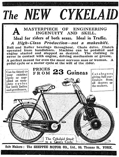 1923 Cykelaid 1 1/4 hp Cycle Motor - Cykelaid Moped              