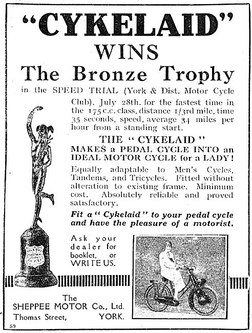Cykelaid Cycle Motor 1923 Advert                                 