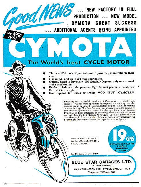 1951 Cymota Cyclemotor 45 cc                                     
