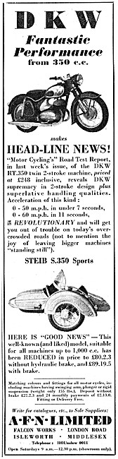 DKW 350cc Motor Cycle - Steib S.350 Sports Sidecar               