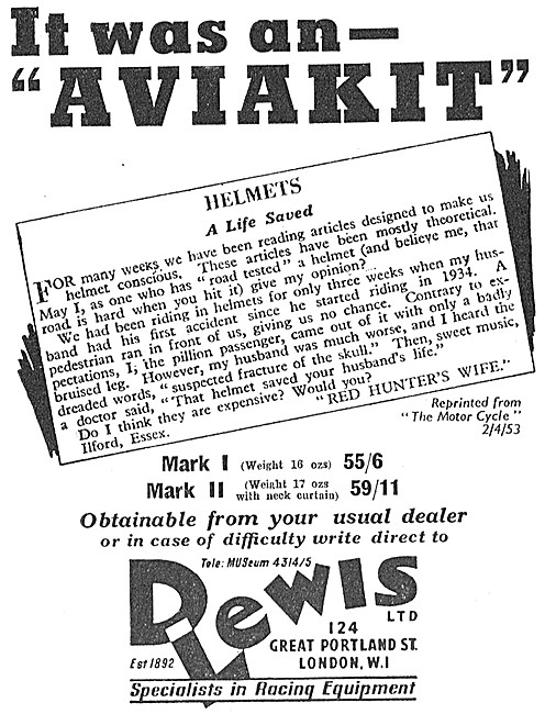 D.Lewis Aviakit Motor Cycle Helmets                              