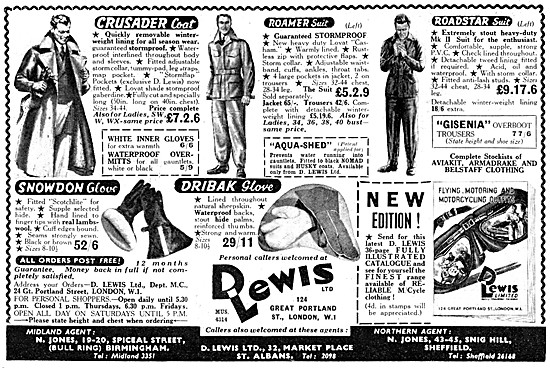 Lewis Leathers - D.Lewis Motor Cycle Clothing 1956 Catalogue Item