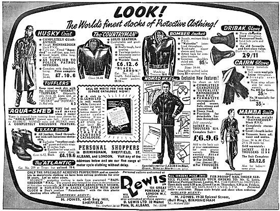 Lewis Leathers - D.Lewis Motor Cycle Wear                        