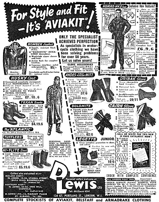 The 1958 Lewis Leathers Catalogue Items - Aviakit                