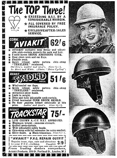 Aviakit Helmets - D.Lewis Motor Cycle Clothing 1958 Styles       