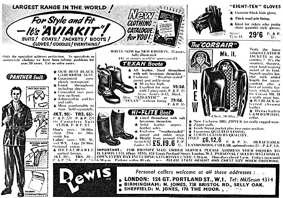 Lewis Leathers - Aviakit Motorcycle Gear 1962 Styles             