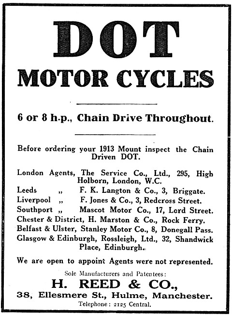 DOT Motor Cycles - DOt 6-8 hp Motorcycle 1913                    