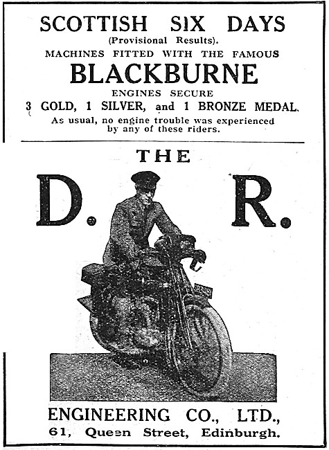 D.R.Motor Cycles - 1920 D.R.Blackburne Motor Cycle Advert        