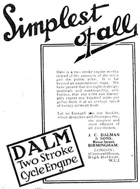 Dalman DALM Two-Stroke Motor Cycle Engines 1919                  