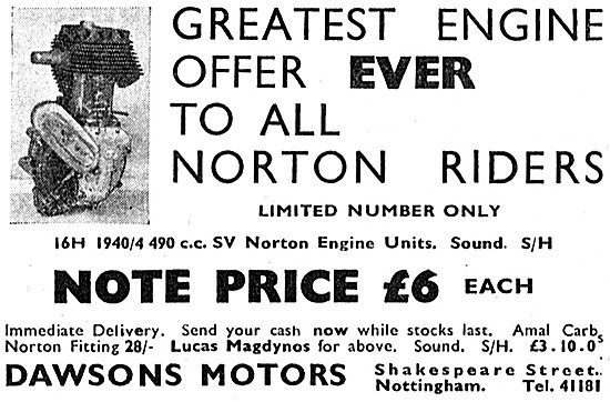 Dawsons Motors Ex Military Motor Cycles - Dawsons Motors Nottm   