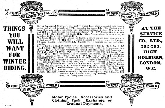 The Service Company Motor Cycle Accessories 1911 Advert          