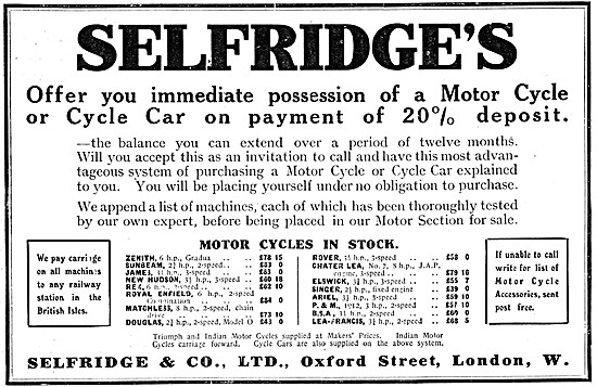 Selfridges Motor Cycle Section                                   