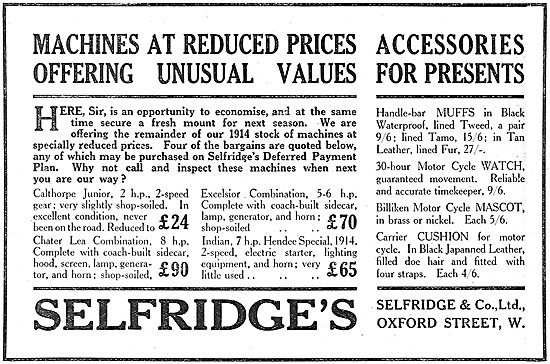 Selfridge's Motor Cycle Sales                                    