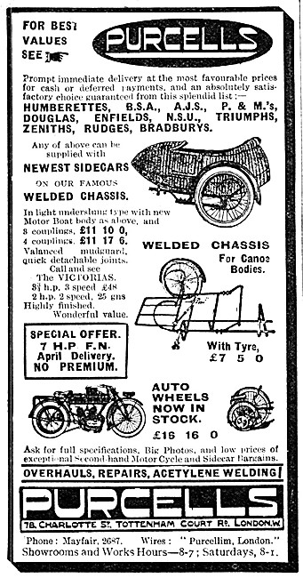 Purcells Motor Cycle Sales. Charlotte St, Tottenham Court Rd     