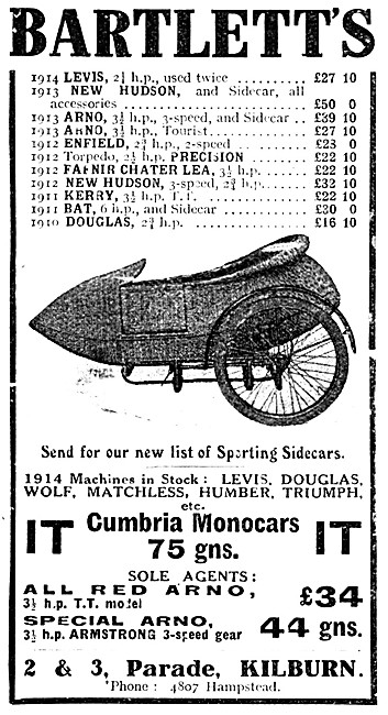 Bartletts Motor Cycle Sales. 2 & 3 Parade, Kilburn               