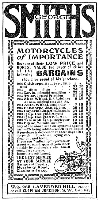 George Smiths Motor Cycle Sales & Service. Lavender Hill, Clapham