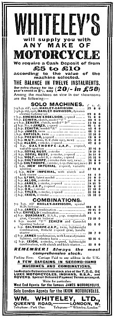 William Whiteley  Motor Cycle Sales & Service. Queens Road London