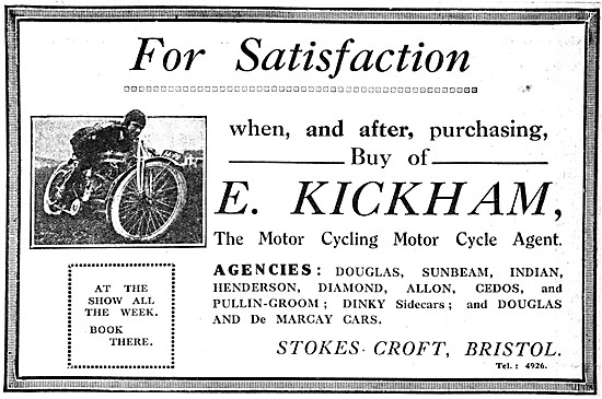 E.Kickham Motor Cycle Sales Stokes Croft Bristol                 