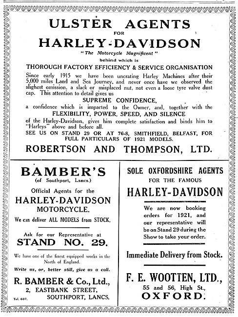 Harley-Davidon Stockists & Agents 1920                           