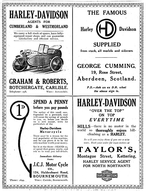 Harley-Davidon Stockists & Agents 1920                           