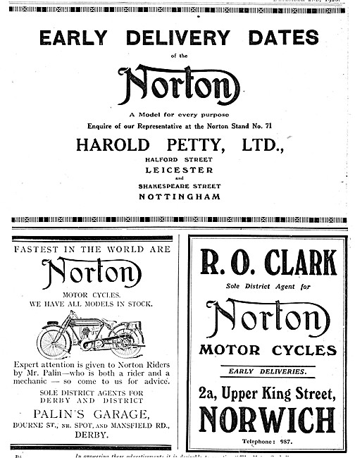 Norton Motorcycle Dealers 1920 #1                                