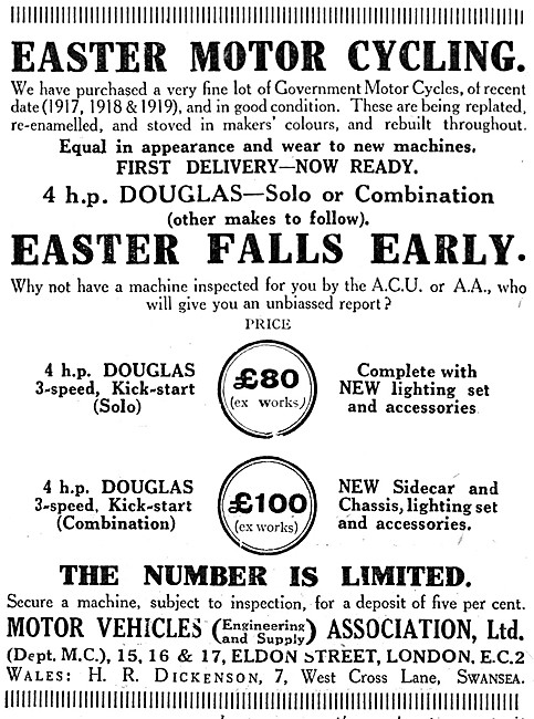 1921 Government Surplus Motor Cycle Sales                        