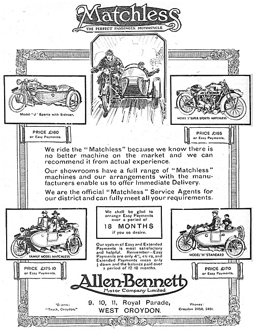 Allen-Bennett Motor Company. Croydon  - Matchless Motor Cycles   