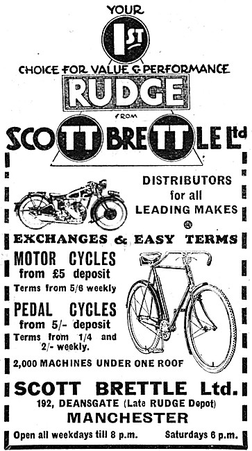Scott Brettle Deansgate Manchester Motor Cycle Dealers 1933      
