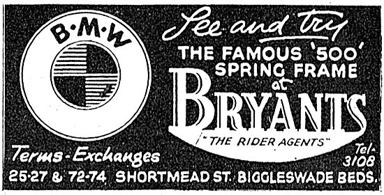 Bryants Motor Cycles BMW Motor Cycle Sales 1938                  