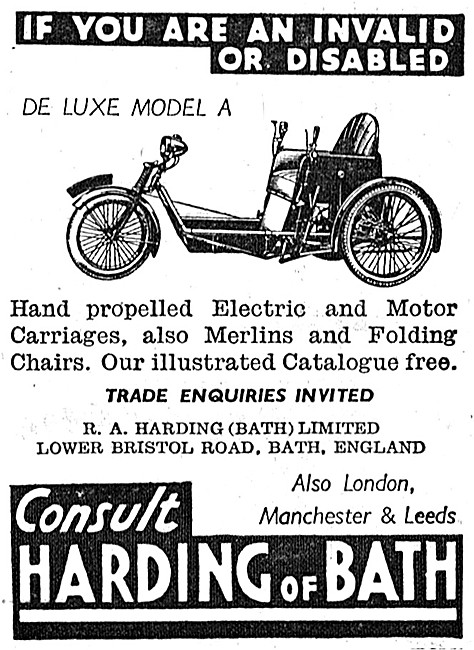 Harding Of Bath For Invalid Carriages 1949 Advert                