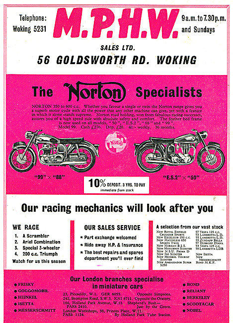 M.P.H.W. Woking Motorcycle & Miniature Car Sales                 
