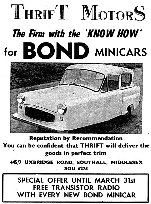 Thrift Motors Bond Minicar Sales                                 